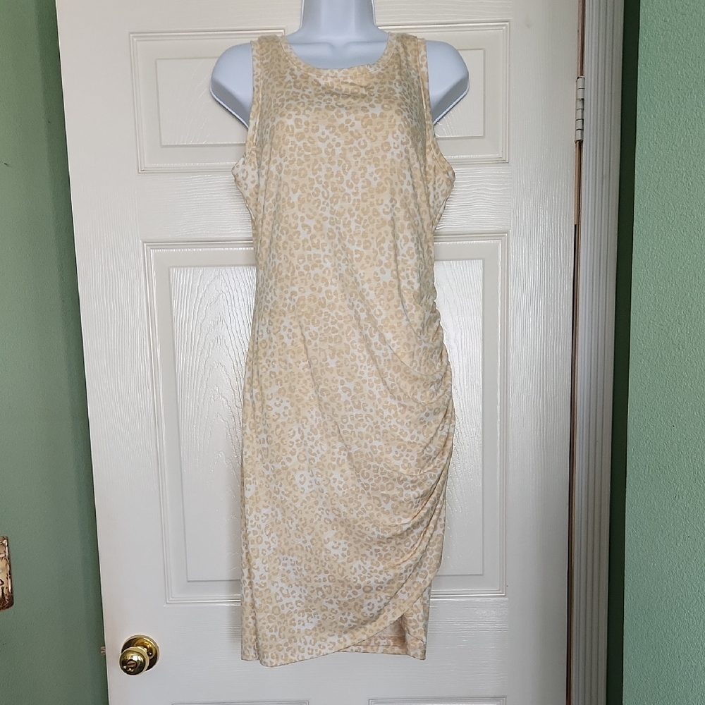 Nine West Cream Leopard Print Midi Dress